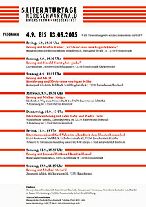 Programmblatt für die Literaturtage Nordschwarzwald